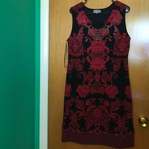 JM Collection Scarlet & Black sleeveless Sheath